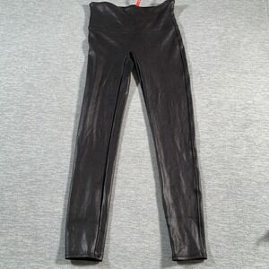 Spanx Leggings‎ Womens Large Black Faux Leather High Rise Shaping Slimming Pants